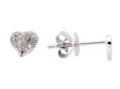 14K WHITE GOLD AND DIAMOND HEART STUD EARRINGS