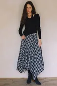 ASYMMETRICAL PLAID MAXI SKIRT