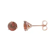 14K ROSE GOLD REDDISH-BROWN ZIRCON STUD EARRINGS
