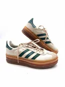 Adidas Size 8 Beige/Green Lace-Up Suede Shoes Sneakers