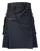 Black Gothic Utility Kilt with Black Hardware