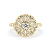 0.50 Carat Round Halo Vintage Lab Grown Diamond Floral Engagement Ring