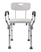 Essential Medical Adjustable Removable Arm Shower Bench with Back