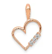 14K Rose Gold Diamond Heart Pendant