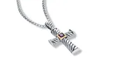 Cross Necklace with Amethyst in Silver and 14K Gold