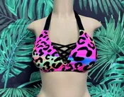 SALE Britney Halter Top Rainbow Leopard