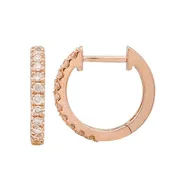 14k Rose Gold 12mm Diamond Huggie Earrings .20ctw