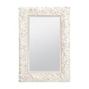 Abigail Shell Mirror - Rectangular White Shell Wall Mirror, 25in to 35in, Coastal Beach House Wall Decor
