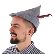 Austrian Alpine Oktoberfest Hat w/ Feather Gray