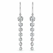 14K White Gold 3.02ctw Lab Grown Round Brilliant Pierced Diamond Dangle French Hook Earrings