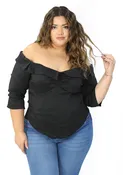 BL-T-7687 Black Blusa Plus de Mujer