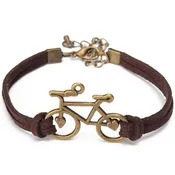 Bicycle Charm Leather Bracelet
