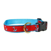 Anchor Ribbon Dog Collar - Blue/Red