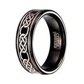 Celtic Knot Black Tungsten Ring for Men, Polished | 8mm