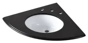 24" Corner Black Granite Vanity Top with Single Sink, Top & Sink Only, 24" W x 24" D, 3-Hole 8" Faucet Pre-drilled