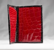Black and Red Full Alligator Passport Wallet