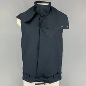 3.1 PHILLIP LIM Size S Navy Cotton High Collar Vest