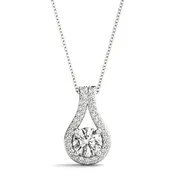0.5CT Unique Lab Diamond Drop Halo Pendant 14K White Gold