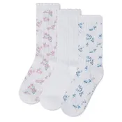3 Pack Floral Pointelle Crew Socks 5-7