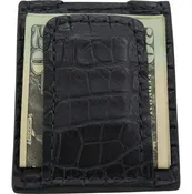 Black Alligator Money Clip Wallet With Credit Card Slots