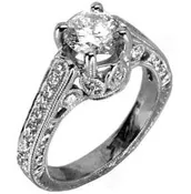 1 1/2ct Round Diamond Ring with Antique Accents