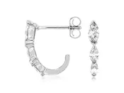 14K White Gold Marquise Diamond Hoops
