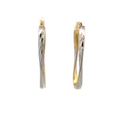 10K Two-Tone Gold Diamond-Cut Twist Hoop Earrings