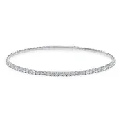 14k Gold and Round Diamond Flexible Bangle