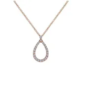 14K Rose Gold Open Teardrop Diamond Necklace