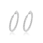 14KW Gold Inside Outside Diamond Hoop Earrings 46D=5.10Ct