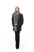 Black Sheared Mink Stroller with Natural Chinchilla Tuxedo Reversible to Rainwear