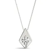 1/2CT Modern Rhombus Solitaire Diamond Pendant 10K White Gold