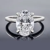 14K White Gold 1.50ct Lab Grown Oval Diamond Hidden Halo Engagement Ring