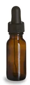1/2 oz Amber Glass Bottle with Dropper Top, empty