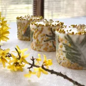 Handcrafted Soy Candle with Mimosa Flowers Pearls
