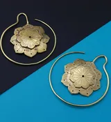 12G Ornate Flower Brass Ear Weights