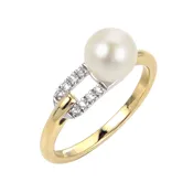 Akoya Pearl and Diamond Ring in 14kt Yellow & White Gold