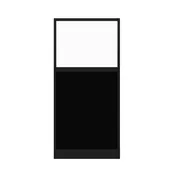 Configurable Acoustic Cubicle Partition Electric Hush Panel 3' x 6' W/Window Black Fabric Clear Fluted Window Black Trim