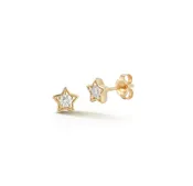 14kt Yellow Gold Diamond Star Stud Earrings
