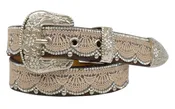 Angel Ranch Girl's Belt 1 1/4 Tan Lace Clear Crystals Brown