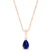 Blue Lab-Created Sapphire Birthstone Necklace 10K Rose Gold 18"