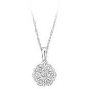 10K White Gold Diamond Cluster Pendant