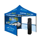 10’x10′ Commercial Steel Frame Tent Kit with Full Back Wall & 2 Half Side Walls