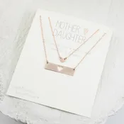 Mother Daughter Bar Heart Necklace Set - Rose Gold — Carrie Saxl Studio