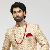 Beige Sherwani With Heavy Embroidery Work