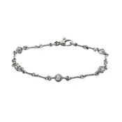10=0.35 Carat Total Weight Round Diamond Double Bezel Bracelet in 18K White Gold
