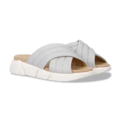 Giovanni Fabiani Women's Elora Light Grey Smooth Leather Slide Sandal
