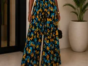 African Inspired Royal Blue, Mustard & Black Print Top