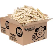 ValueBull Beef Cheek Braid Dog Chews, 5-6 Inch, 200 Count Bulk Pack