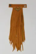 SNAP ON LEATHER FRINGE FULL GRAIN CAFE WITH TIGERS EYE